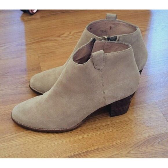 Madewell Billie Leather Suede Taupe Tan Ankle Boots Booties Women's Size 11 - Picture 1 of 10
